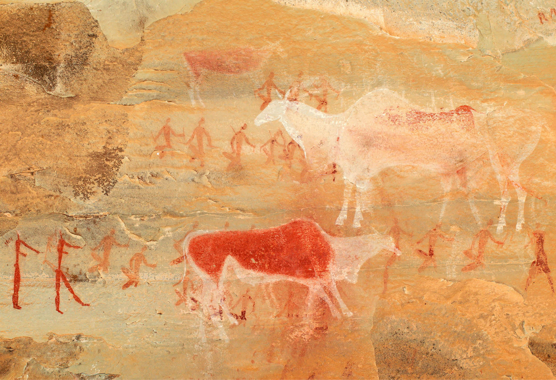Bild på klippmålningar som gjordes för tusentals år sedan